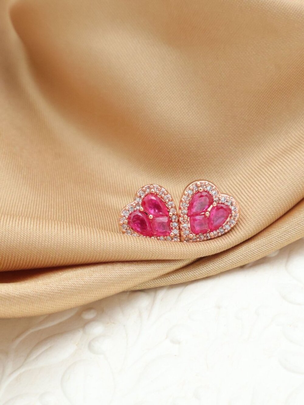 Kate Spade Spell It Out Heart Rose Gold Stud Earrings - Picture 2 of 3